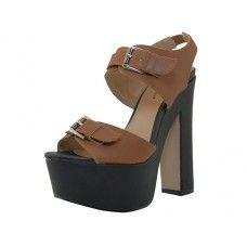 8 Wholesale Women's "angeles Shoes" HI-Heel Sandals Tan Color