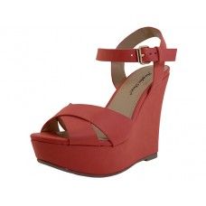8 Wholesale Women's "angeles Shoes" HI-Platform Strip Sandals Coral Color