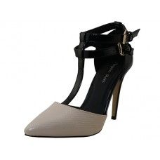 10 Wholesale Women's "angeles Shoes" Ankle HI-Heel Pump Shoes Nude/black Color