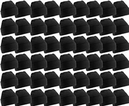 60 Pieces Yacht & Smith Unisex Winter Warm Beanie Hats In Solid Black - Winter Beanie Hats