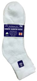 6 Pairs Yacht & Smith Men's Loose Fit NoN-Binding Soft Cotton Diabetic White Quarter Ankle Socks Size 10-13 - Men's Diabetic Socks