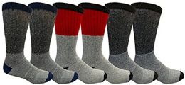 6 Wholesale Yacht & Smith Men's, Cotton Athletic Sports Casual Sock Gray W/ Colored Top