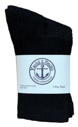 Yacht & Smith Kid's Cotton Terry Cushioned Athletic Black Crew Socks