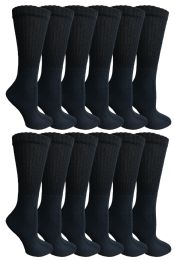 12 Wholesale Yacht & Smith Women's Cotton Black Crew Socks