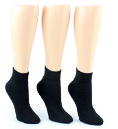 24 Bulk Yacht & Smith Women's Cotton Ankle Socks Black Size 9-11
