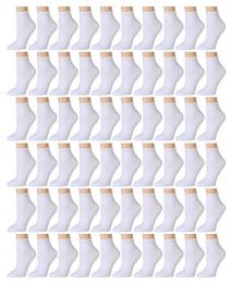 60 Wholesale Yacht & Smith Kids Cotton Quarter Ankle Socks In White Size 6-8