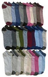 30 Pairs Yacht & Smith Womens 9-11 No Show Ankle Socks Assorted Prints, Pastels - Womens Ankle Sock