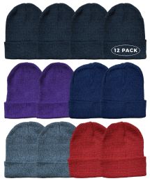 12 Pieces Yacht & Smith Ladies Winter Toboggan Beanie Hats In Assorted Colors - Winter Beanie Hats