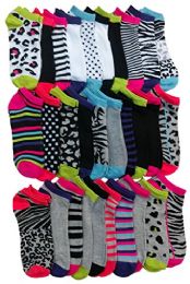 30 Pairs Yacht & Smith Womens 9-11 No Show Ankle Socks Assorted Prints, Mix Animal Prints - Womens Ankle Sock