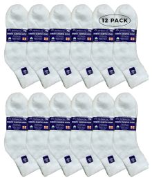 12 Pairs Yacht & Smith Men's Loose Fit NoN-Binding Soft Cotton Diabetic White Quarter Ankle Socks Size 10-13 - Men's Diabetic Socks