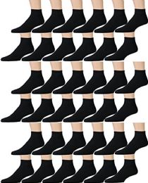 36 Wholesale Yacht & Smith Kids Cotton Quarter Ankle Socks In Black Size 4-6