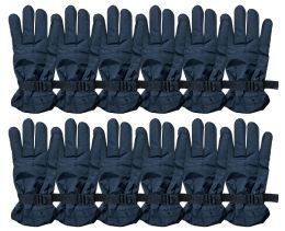 12 Wholesale Yacht & Smith Men's Black Gripper Ski Gloves
