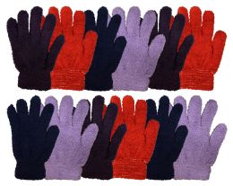 12 Pieces Yacht & Smith Women's Assorted Colored Warm & Fuzzy Winter Gloves - Fuzzy Gloves