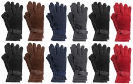 12 Wholesale Yacht & Smith Men's Assorted Colors Fleece Gloves