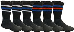 6 Wholesale 6 Pairs Crew Socks For Men, Cotton Athletic Sports Casual Sock By Wsd (black)