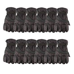 12 Wholesale Yacht & Smith Men's Black Gripper Ski Gloves