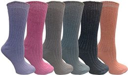 6 Pairs 6 Pairs Of Womens Crew Socks, Assorted Colored Chic Sports Athletic Sock, By Wsd - Womens Crew Sock