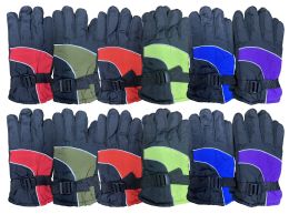12 Pairs Yacht & Smith Children's Winter Thermal Ski Gloves - Kids Winter Gloves