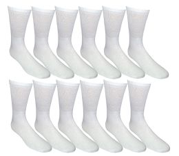 12 Wholesale Yacht & Smith Women's Cotton Crew Socks White Size 9-11