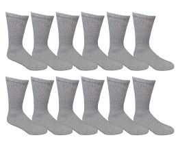 6 Pairs Yacht & Smith Men's Loose Fit NoN-Binding Soft Cotton Diabetic Gray Crew Socks Size 10-13 - Men's Diabetic Socks