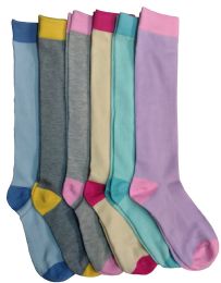 6 Pairs Woman Solid Color Knee High Socks Size 9-11 - Womens Knee Highs