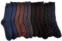 12 Pairs Yacht & Smith Mens Casual Cotton Blend Dress Socks With Small Motifs - Mens Dress Sock