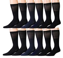 12 Pairs Yacht & Smith Men's Cotton Diabetic Black Crew Socks Size 10-13 - Men's Diabetic Socks