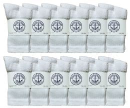 Yacht & Smith Kid's Cotton White Terry Cushioned Crew Socks