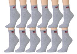 12 Pairs Yacht & Smith Kids Cotton Quarter Ankle Socks In Gray Size 4-6 - Boys Ankle Sock