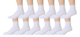 12 Bulk Yacht & Smith Men's Cotton Sport Ankle Socks Size 10-13 Solid White