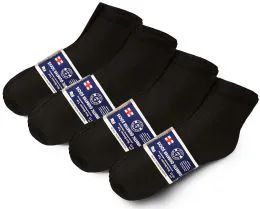 12 Wholesale Yacht & Smith Men's Cotton Diabetic Black Quarter Ankle Socks, Size 10-13