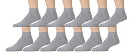 12 Wholesale Yacht & Smith Men's Loose Fit NoN-Binding Soft Cotton Diabetic Gray Quarter Ankle Socks Size 10-13