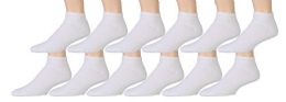 Yacht & Smith Men's Cotton Diabetic White Ankle Socks Size 13-16