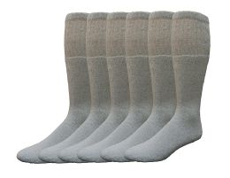 6 Pairs Yacht & Smith Men's Cotton 28" Inch Terry Cushioned Athletic Gray Tube Socks Size 10-13 - Mens Tube Sock