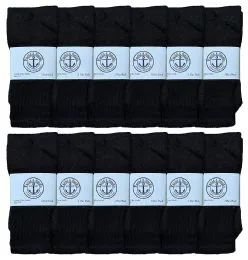 6 Pairs Yacht & Smith Kids 12 Inch Cotton Tube Socks Solid Black Size 6-8 - Boys Crew Sock