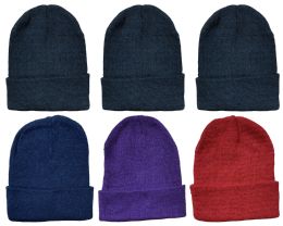 6 Pieces Yacht & Smith Ladies Winter Toboggan Beanie Hats In Assorted Colors - Winter Beanie Hats