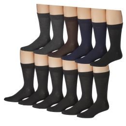 12 Pairs Yacht & Smith Mens Solid Dress Socks, Cotton Blend, Sock Size 10-13 - Mens Dress Sock