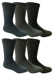 6 Wholesale Yacht & Smith Men's Thermal Crew Socks, Cold Weather Thick Boot Socks Size 10-13