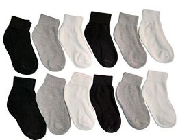 12 Wholesale Yacht & Smith Kids Assorted Colors Cotton Ankle Socks