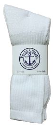 12 Wholesale Yacht & Smith Men's Cotton Terry Cushion Athletic White Crew Socks