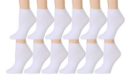 Yacht & Smith Women's Cotton Ankle Socks White Size 9-11