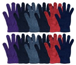 12 Pairs Yacht & Smith Women's Warm And Stretchy Winter Magic Gloves - Knitted Stretch Gloves