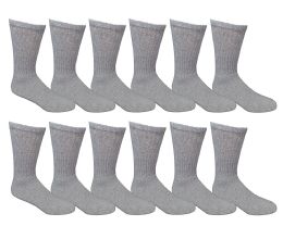Yacht & Smith Men's Loose Fit NoN-Binding Soft Cotton Diabetic Gray Crew Socks Size 10-13