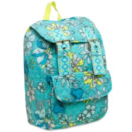 24 Wholesale 16 Inch Quilted Cotton Backpack - Floral Print