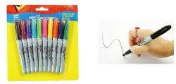 24 Wholesale 10 Pack Assorted Colors Slim Permanent Markers