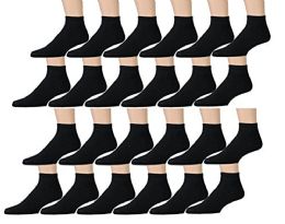 12 Pairs Yacht & Smith Kids Cotton Quarter Ankle Socks In Black Size 4-6 - Girls Ankle Sock