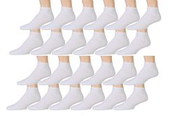 12 Pairs Yacht & Smith Kids Cotton Quarter Ankle Socks In White Size 4-6 - Girls Ankle Sock