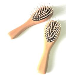 144 Pieces Wooden Bamboo Cushioned Detangle Massaging Brush Travel Purse Size - Back Scratchers and Massagers
