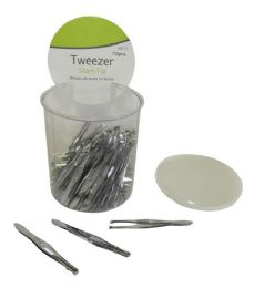 72 Pieces Slant Tweezer In Counter Display Tub - Scissors and Tweezers