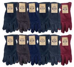 12 Wholesale Yacht & Smith Mens Winter Fleece Gloves With Snug Fit Cuff